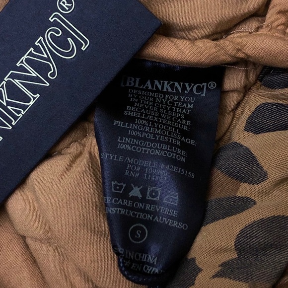 Blank NYC Tan Brown Black Spotted Leopard Quilted Button Up Bomber Jacket S - Picture 8 of 9